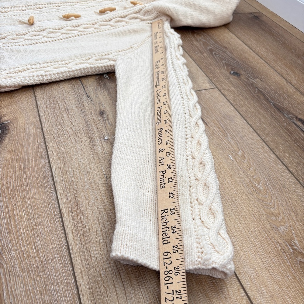 Hand Crafted Cream Hooded Cable Knit Cardigan - Picture 6 of 16